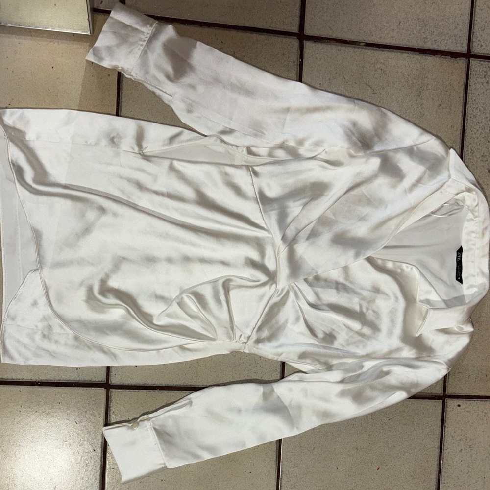 Zara Cream Satin Blouse
